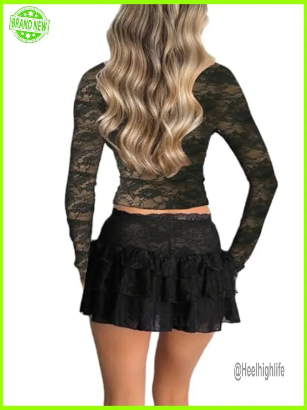 Y2K Lace Long Sleeve Crop Top Tee